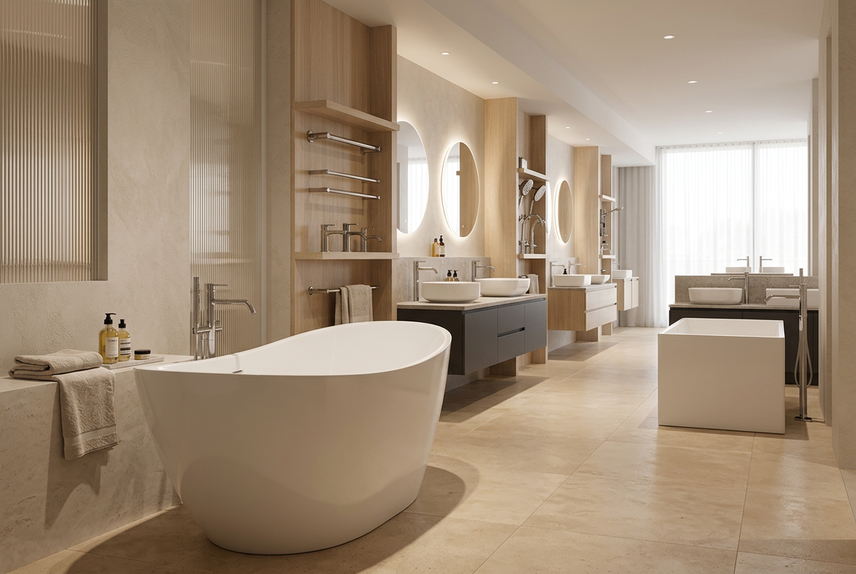 Warm premium bathroom product display
