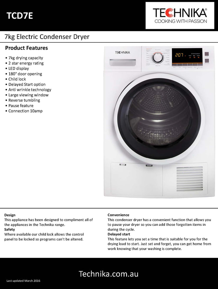 Technika 7kg Electric Condenser Dryer