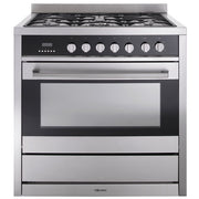 900mm Stainless Steel / black glass upright cooker