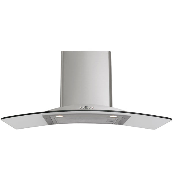 Technika 900mm stainless steel and curved glass canopy rangehood FHEE91A9S-2